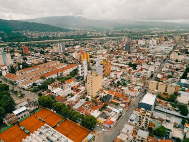 San Salvador de Jujuy, Arjantin 'in hava manzarası. Yüksek kalite fotoğraf