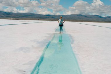 Salinas Grandes, Jujuy, Arjantin 'de lityum çıkarma havuzu. Yüksek kalite fotoğraf