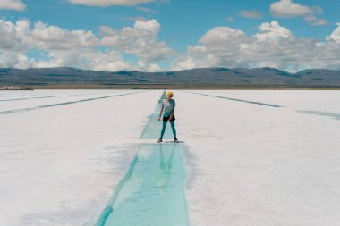 Salinas Grandes, Jujuy, Arjantin 'de lityum çıkarma havuzu. Yüksek kalite fotoğraf