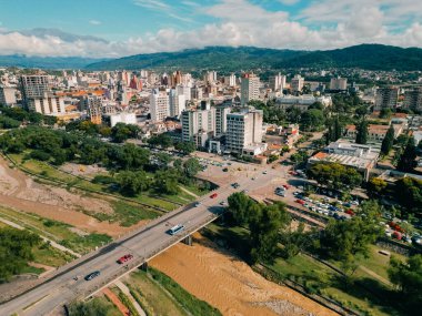 San Salvador de Jujuy, Arjantin 'in hava manzarası. Yüksek kalite fotoğraf