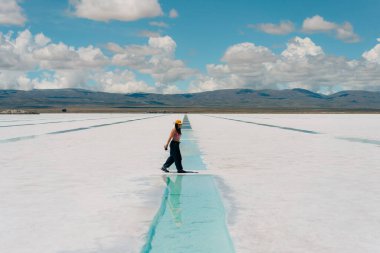 Salinas Grandes, Jujuy, Arjantin 'de lityum çıkarma havuzu. Yüksek kalite fotoğraf