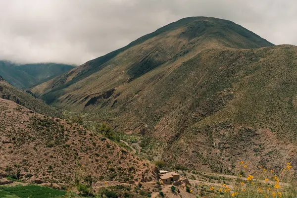 Purmamarca yakınlarındaki Salinas Grandes tuz düzlüklerine doğru giden yol. Yüksek kalite fotoğraf