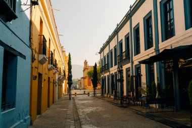 Chiapas 'ın kültürel başkentindeki sokaklar San Cristobal de las Casas, Meksika. Yüksek kalite fotoğraf