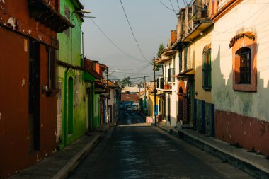 Chiapas 'ın kültürel başkentindeki sokaklar San Cristobal de las Casas, Meksika. Yüksek kalite fotoğraf