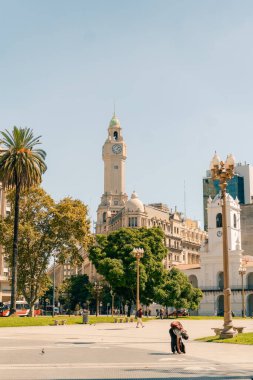 Plaza de Mayo, Buenos Aires, Arjantin çevresindeki binaların panoramik manzarası. Yüksek kalite fotoğraf