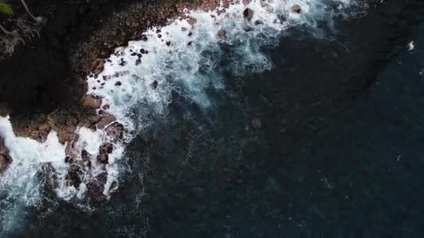 Повітряні Прибережні Скелясті Хвилі Гаваї Великий Острів Найбільший Вулканічний Напрямок — стокове відео