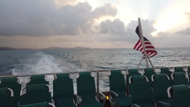 American Flag Ferry Islands Puerto Rico High Quality Footage — Stock Video