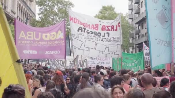 Группа Женщин Акции Протеста Марта Буэнос Айресе Аргентина Марта 2024 — стоковое видео