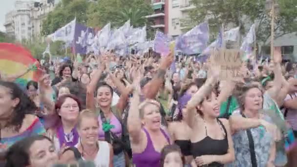 Frauengruppe Bei Den Protesten März Buenos Aires Argentinien März 2024 — Stockvideo