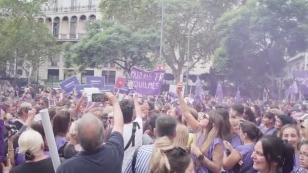 Női Csoport Március Buenos Aires Tiltakozáson 2024 Március — Stock videók