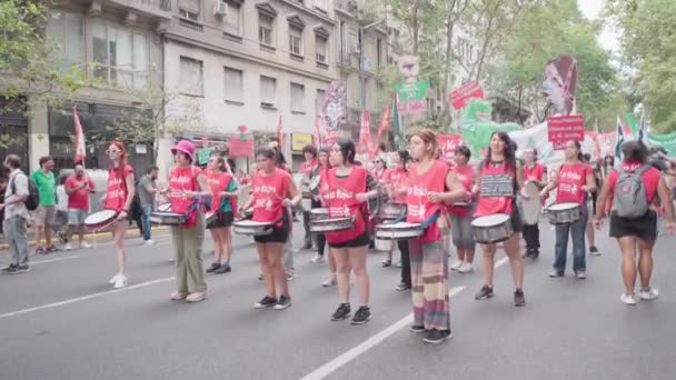 Група Жінок Протесті Березня Буенос Айресі Аргентина Березня 2024 Року — стокове відео
