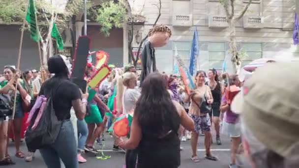 Frauengruppe Bei Den Protesten März Buenos Aires Argentinien März 2024 — Stockvideo