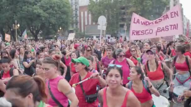 Skupina Žen Protestu Března Buenos Aires Argentina Března 2024 — Stock video