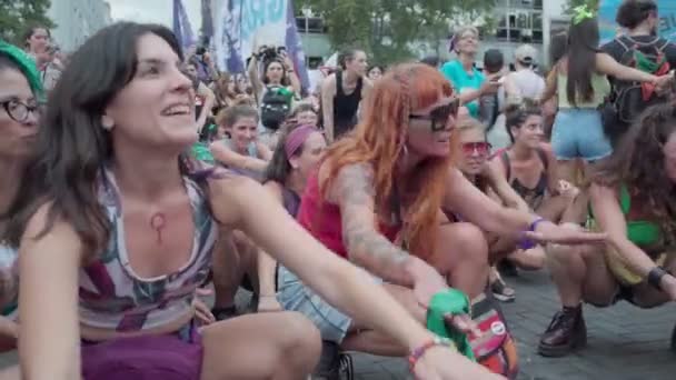 Groep Vrouwen Tijdens Het Protest Maart Buenos Aires Argentinië Maart — Stockvideo