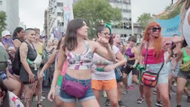 Groep Vrouwen Tijdens Het Protest Maart Buenos Aires Argentinië Maart — Stockvideo