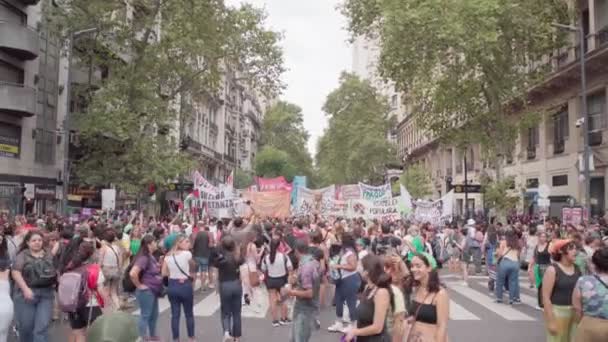 Ryhmä Naisia Maaliskuun Protesti Buenos Aires Argentiina Maaliskuu 2024 — kuvapankkivideo