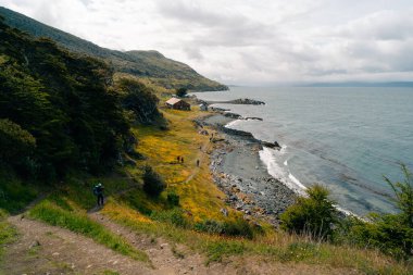 Tierra del Fuego Ulusal Parkı, Ushuaia, Arjantin 'de La Estancia Tüneli yolu. Yüksek kalite fotoğraf