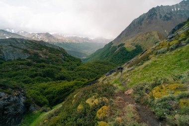 Patagonya, Tierra del Fuego 'daki Cerro Guanaco' ya yürüyüş. Yüksek kalite fotoğraf