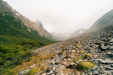 Patagonya, Tierra del Fuego 'daki Cerro Guanaco' ya yürüyüş. Yüksek kalite fotoğraf