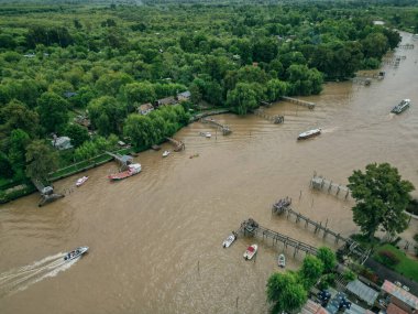 Tigre, Buenos Aires, Arjantin için helikopterden hava görüntüsü. Yüksek kalite fotoğraf