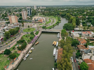 Tigre, Buenos Aires, Arjantin için helikopterden hava görüntüsü. Yüksek kalite fotoğraf