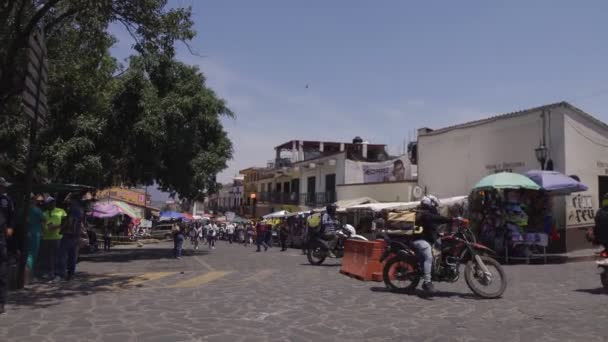 Kleurrijke Straat Tepoztlan Morelos Mexico April 2023 — Stockvideo