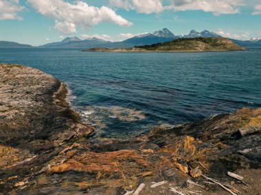 Arjantin, Tierra del Fuego Ulusal Parkı 'ndaki Lapataia körfezi. Yüksek kalite fotoğraf