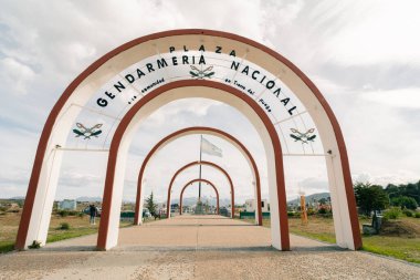 Ushuaia, Arjantin - 2 Aralık 2023 Ushuaia şehrinin merkezi. Yüksek kalite fotoğraf