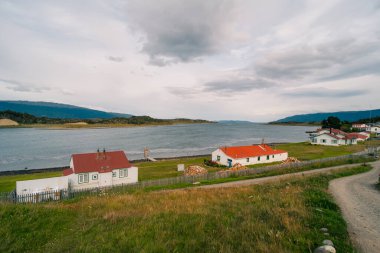 Estancia Harberton, Beagle Channel, Ushuaia 'daki Tarihi Uzaktan Çiftlik, Tierra del Fuego, Patagonya, Arjantin. Yüksek kalite fotoğraf