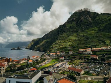 Porto Moniz, Madeira, Portekiz, Avrupa 'nın hava görüntüsü. Yüksek kalite fotoğraf