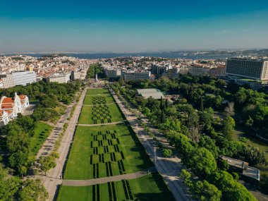Portekiz, Lizbon 'daki Eduardo VII parkının labirent manzarası. Yüksek kalite fotoğraf