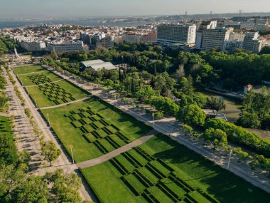 Portekiz, Lizbon 'daki Eduardo VII parkının labirent manzarası. Yüksek kalite fotoğraf