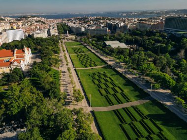 Portekiz, Lizbon 'daki Eduardo VII parkının labirent manzarası. Yüksek kalite fotoğraf