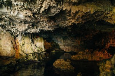  Grotta di Nettuno, Capo Caccia, Alghero, Sardinya, İtalya. Yüksek kalite fotoğraf