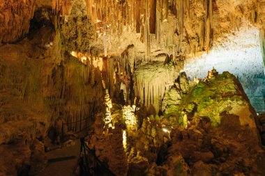  Grotta di Nettuno, Capo Caccia, Alghero, Sardinya, İtalya. Yüksek kalite fotoğraf