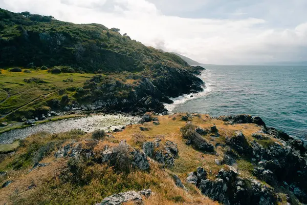 Tierra del Fuego Ulusal Parkı, Ushuaia, Arjantin 'de La Estancia Tüneli yolu. Yüksek kalite fotoğraf
