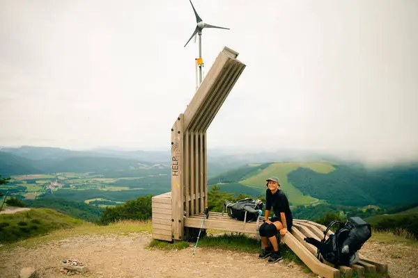 stock image sign with directions for hiking in the pyrenees mountains. High quality photo