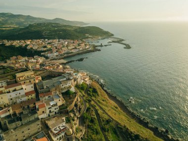 Sardinya İtalya 'daki Güzel Castelsardo' nun hava manzarası. Yüksek kalite fotoğraf