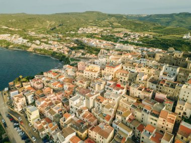 Sardinya İtalya 'daki Güzel Castelsardo' nun hava manzarası. Yüksek kalite fotoğraf