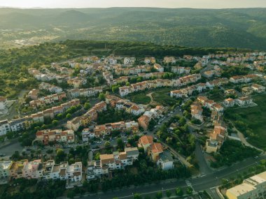 Nuoro 'nun havadan görünüşü, Nuoro ili, İtalya. Yüksek kalite fotoğraf