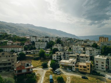 A view from the castle towards the center of the city of Gjirokaster, Albania in summertime. High quality photo clipart