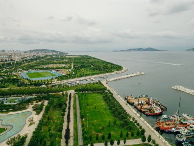 Istanbul, Turkey - Aerial view of park in Maltepe district on the Marmara Sea coast of the Asian side. High quality photo clipart