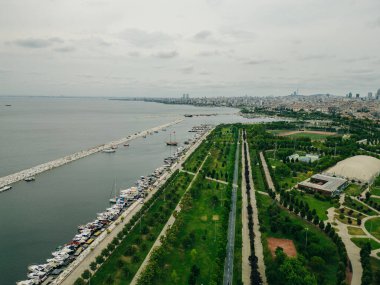 Istanbul, Turkey - Aerial view of park in Maltepe district on the Marmara Sea coast of the Asian side. High quality photo clipart