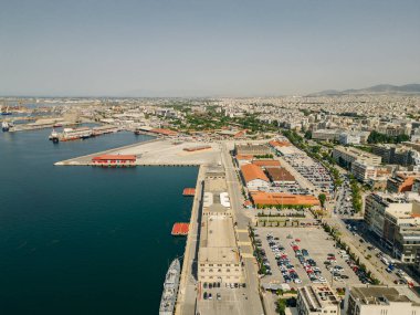 Selanik, Yunanistan. Şehrin merkezi kısmının panoraması. Yaz, Hava Manzarası. Yüksek kalite fotoğraf