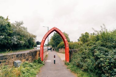 Newcastle upon Tyne, UK, July 4th 2024. Cyclists heading down Hadrian's Cycleway, shared bike path towards Wallsend. High quality photo clipart