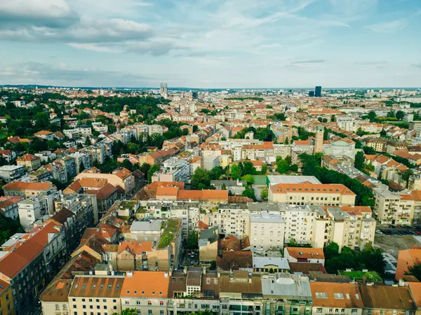 Zagreb 'in başkenti Hırvatistan' da hava manzarası. Yüksek kalite fotoğraf