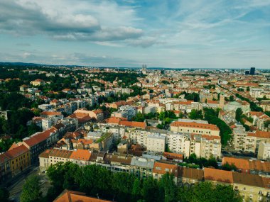 Zagreb 'in başkenti Hırvatistan' da hava manzarası. Yüksek kalite fotoğraf