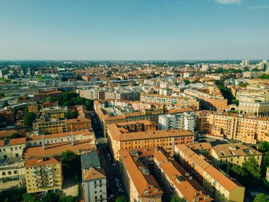 İtalya - Emilia-Romagna- Bolonya - şehir merkezli yerleşim bölgesinin havadan görüntüsü. Yüksek kalite fotoğraf