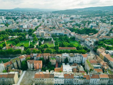 Zagreb 'in başkenti Hırvatistan' da hava manzarası. Yüksek kalite fotoğraf