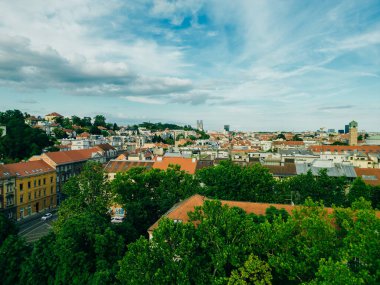 Zagreb 'in başkenti Hırvatistan' da hava manzarası. Yüksek kalite fotoğraf